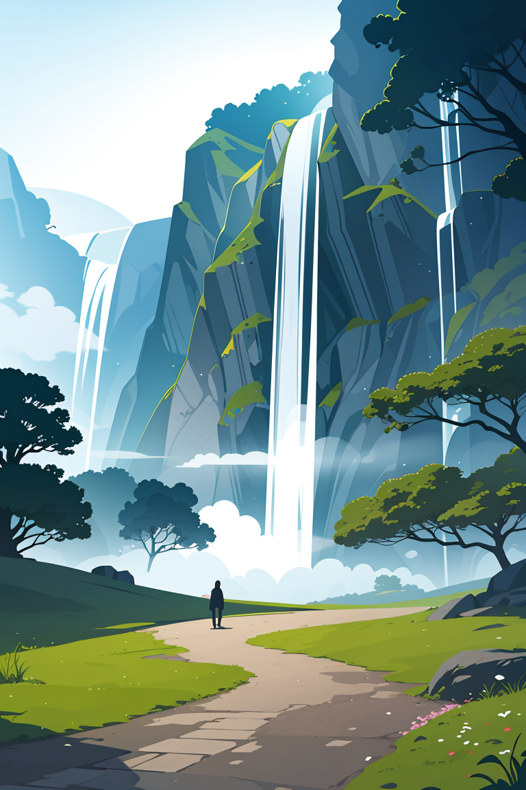 410805-1021410930-flat vector art,vector illustration, masterpiece,best quality,Minimalism,Photo taken from a distance on the path leading to the.png